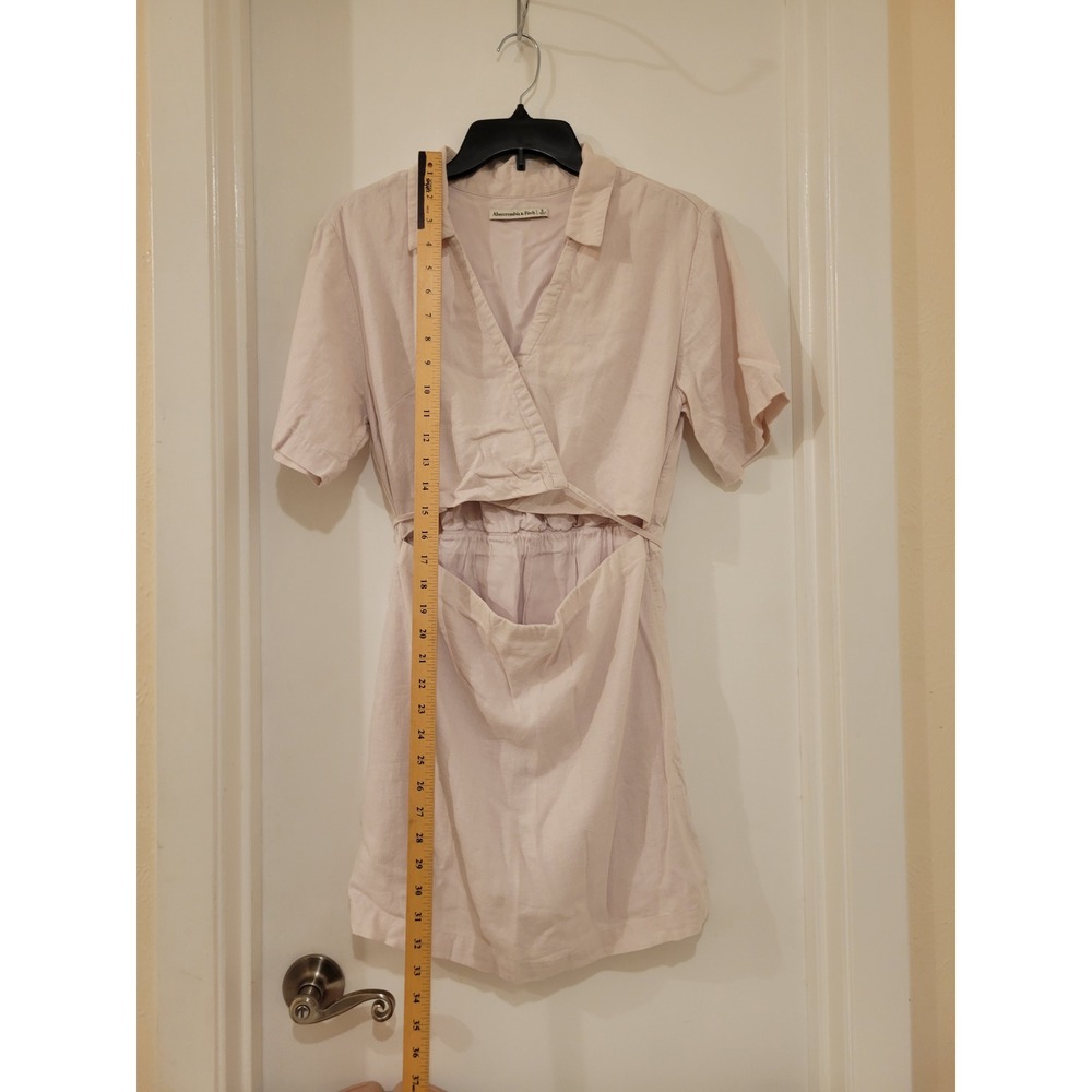 Abercrombie & Fitch Linen-Blend Cutout Shirt Mini Dress Spring Summer Peek A Boo - Picture 4 of 8